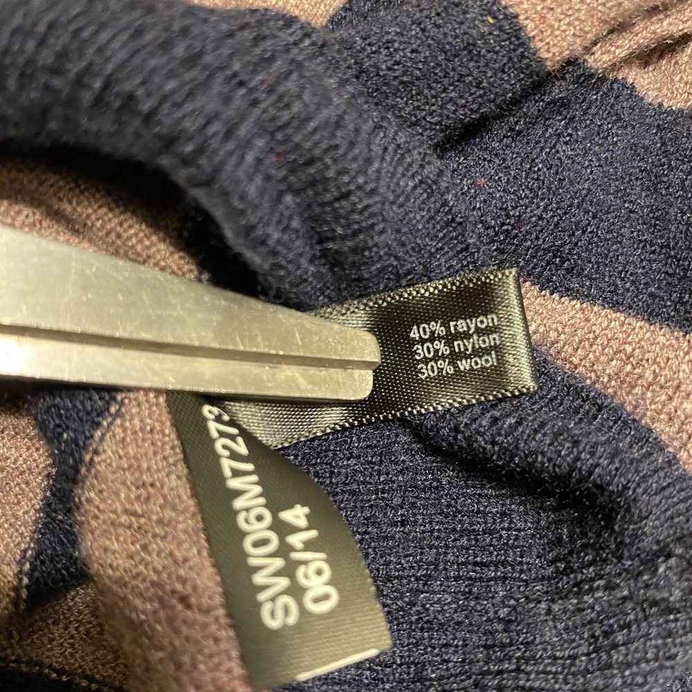 Limited Wool Blend V-Neck Striped Casual Sweater L Preppy Y2K Career Ski Snow - Picture 6 of 13